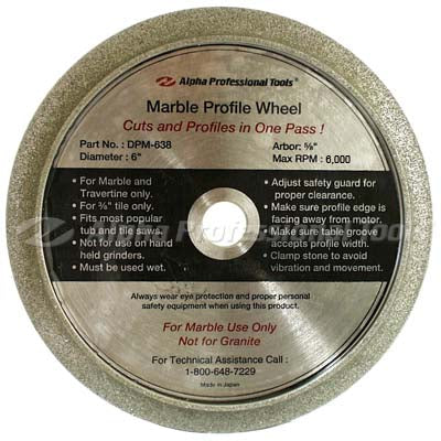 Alpha Marble Profile Wheel - 6" Wet Cutting Marble Profile Wheel