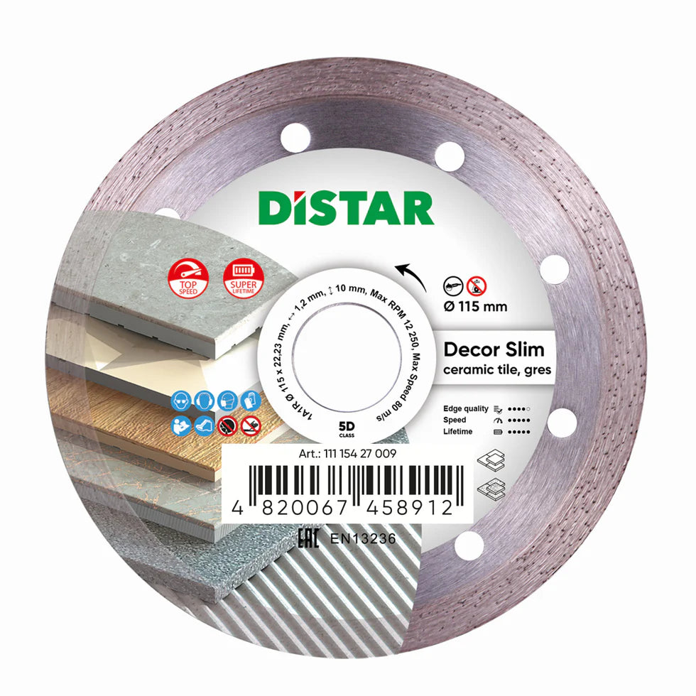 DiStar DECOR SLIM 5D Diamond Blade 4.5"–5" – Ultra-Thin Tile Cutting Blade for Ceramic & Porcelain