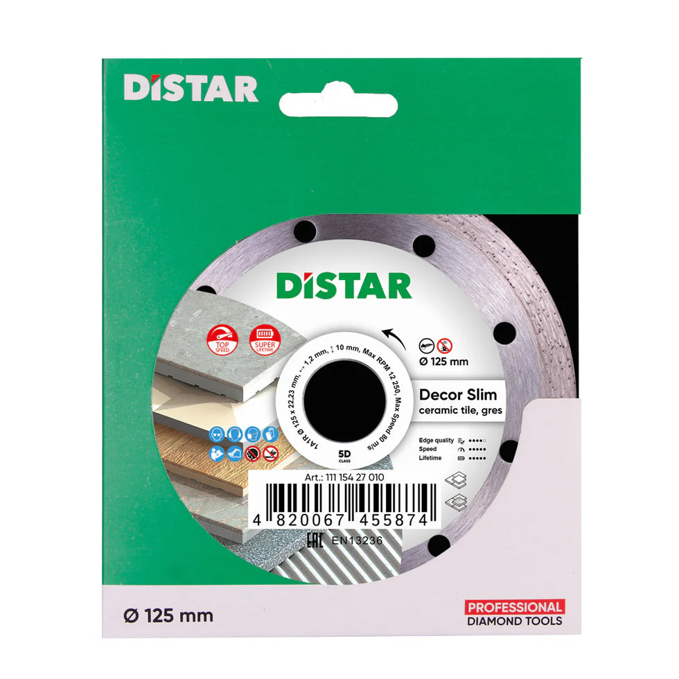 DiStar DECOR SLIM 5D Diamond Blade 4.5"–5" – Ultra-Thin Tile Cutting Blade for Ceramic & Porcelain