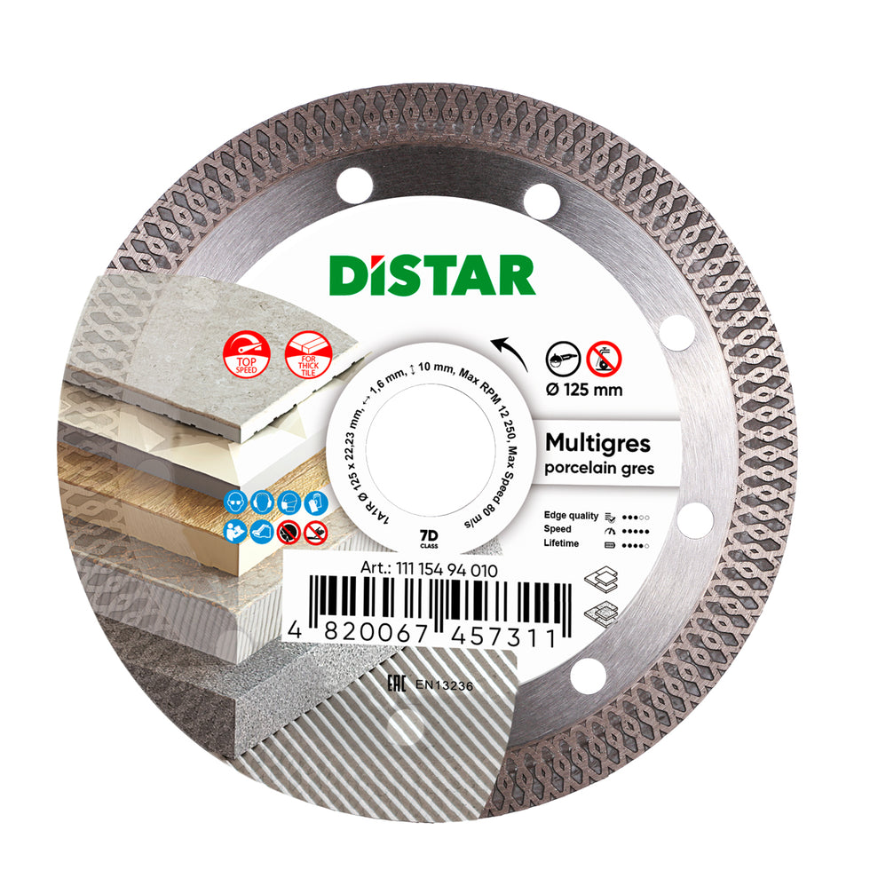 DiStar Multigres Diamond Blade 4.5"–5" – High-Speed Cutting for Ceramic & Porcelain Tile