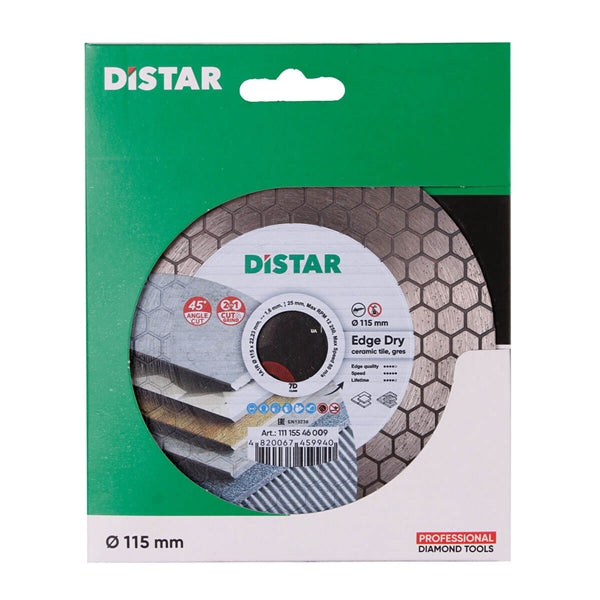 DiStar Edge Dry Diamond Blade 4.5"–5" – 45° Dry Tile Cutting Blade for Ceramic & Porcelain