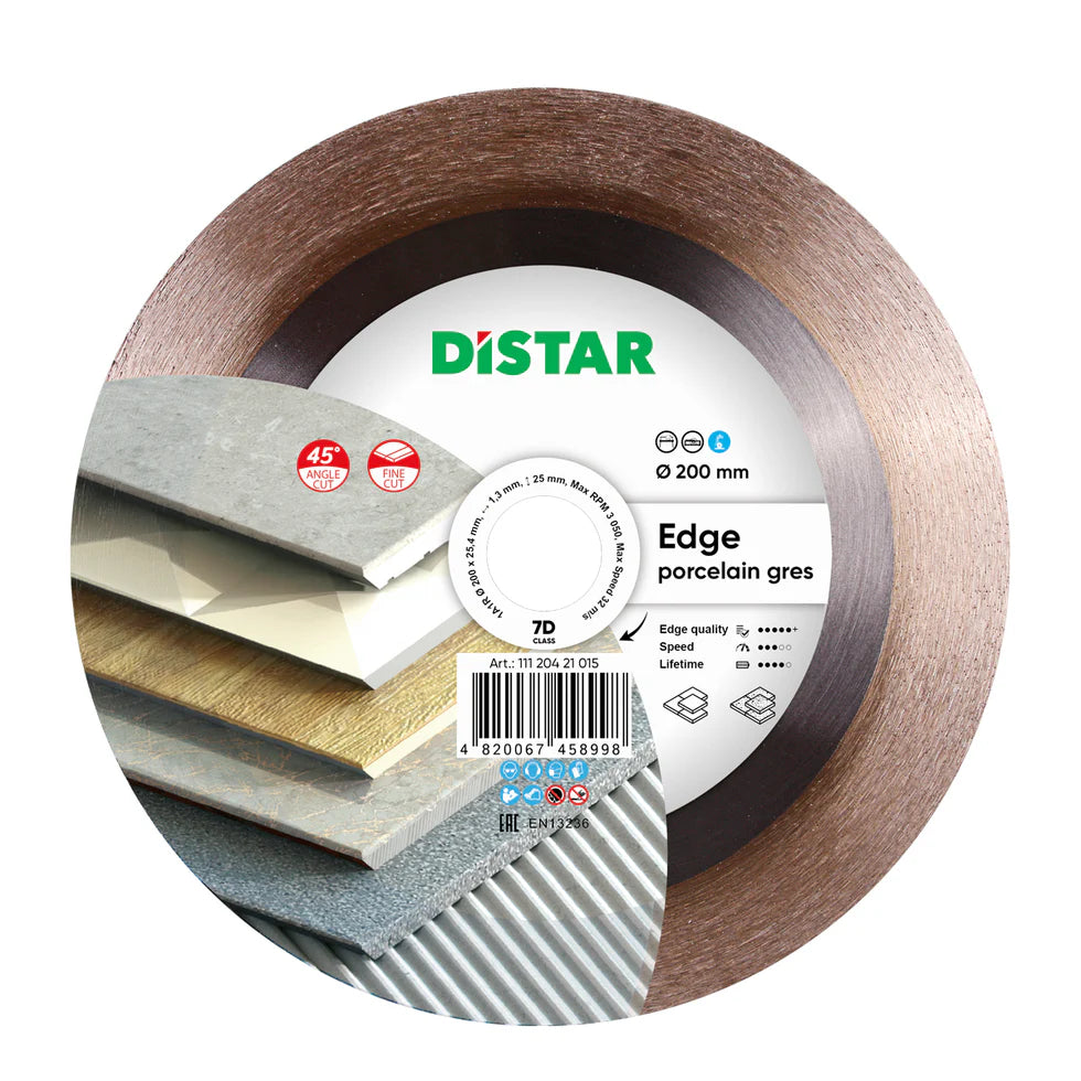 DiStar Edge Diamond Blade 7"–10" – Precision 45° Tile Cutting Blade for Ceramic & Porcelain