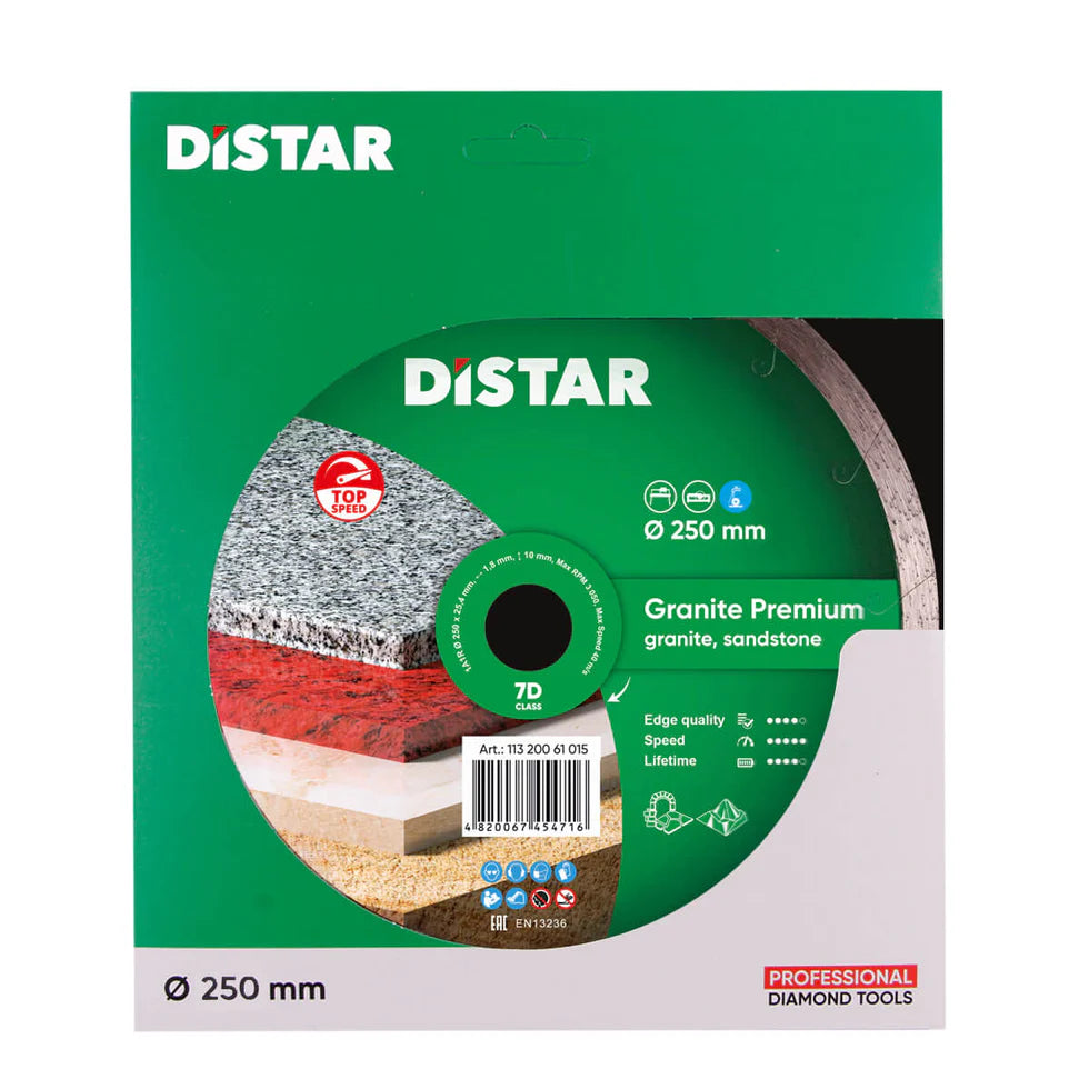 DiStar Granite Premium Diamond Blade 5"–16" – Wet Cutting for Granite, Marble & Stone