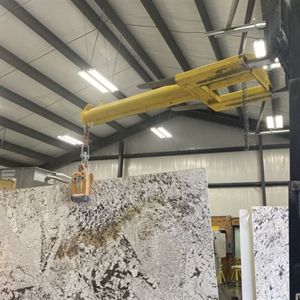 Weha Yellow Forklift Boom for natural and engineered stone slabs