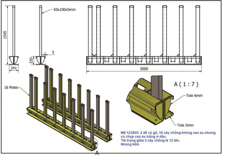 Weha Slab Rack - rubber caps detail