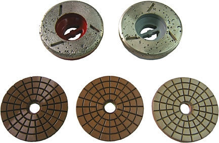 Weha 4 inch 5-Step Diamond Polishing Pad Steps 1-3 Graphite and Copper Resin - close-up detail