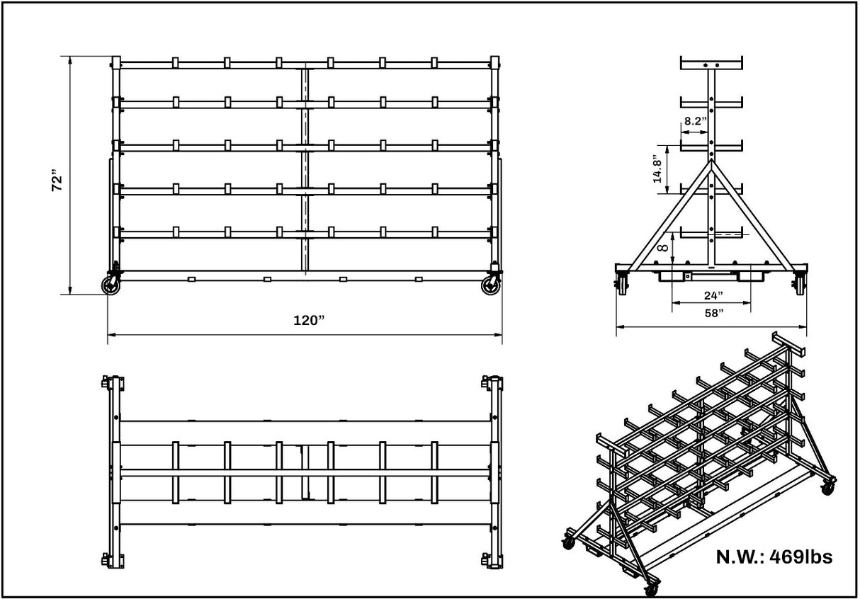 Weha Double Sided Backsplash Rack for Stone Fabrication Shop