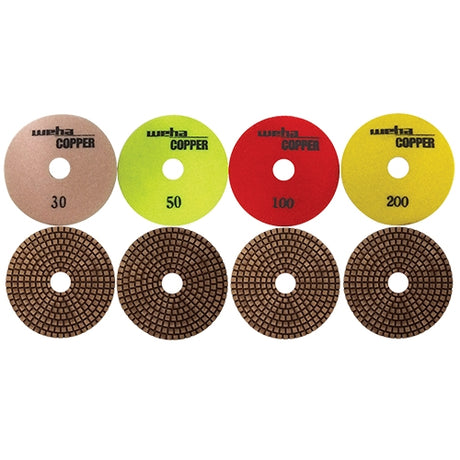 Weha 4 Inch Copper Diamond Polishing Pad Set for Granite and Marble - side view