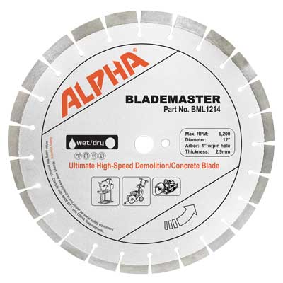 Alpha BladeMaster - Ultimate High-Speed Diamond Blade for Demolition/Concrete