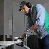 TileDUSTER 4.5-5 Dust Removal Guard for Angle Grinder  Clean Tile Edge Grinding - in use