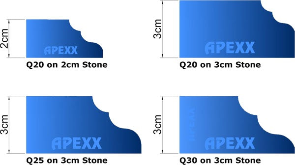 APEXX™ Continuous-Rim Router Bits Shape Q (Cove Ogee) Brass-Core Router Bits