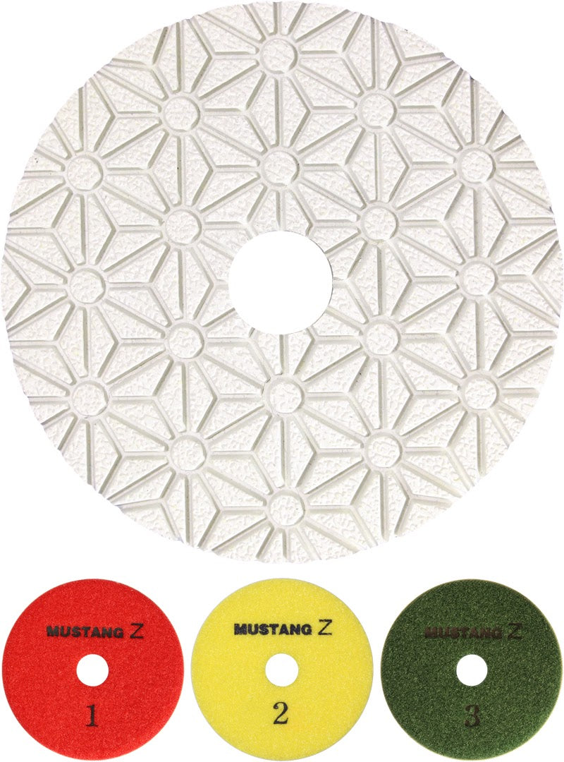 Ocean Diamond Mustang-Z 3-Step 4 Inch Polishing Pads for Stone