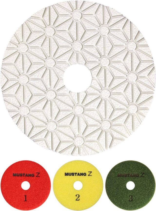 Ocean Diamond Mustang-Z 3-Step 4 Inch Polishing Pads for Stone