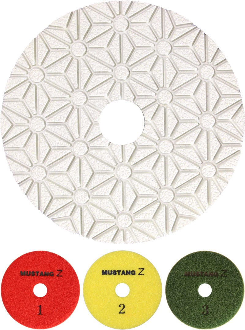 MUSTANG-Z™ 3-Step 4" Polishing Pads - Dynamic Stone Tools