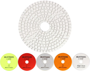 Ocean Diamond Mustang Star 5-Step Polishing Pads 4 Inch for Stone