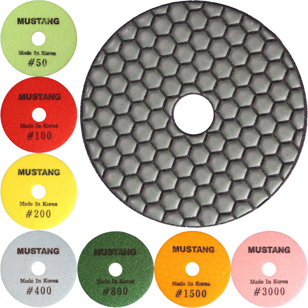 MUSTANG 7-Step 4" Dry/Wet Polishing Pads - Dynamic Stone Tools