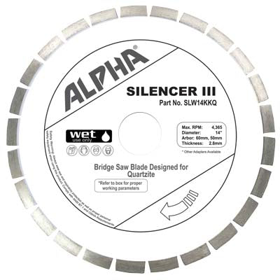 Alpha Silencer III for Quartzite Premium Bridge Saw Blade for Quartzite