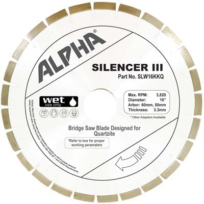 Alpha Silencer III for Quartzite Premium Bridge Saw Blade for Quartzite