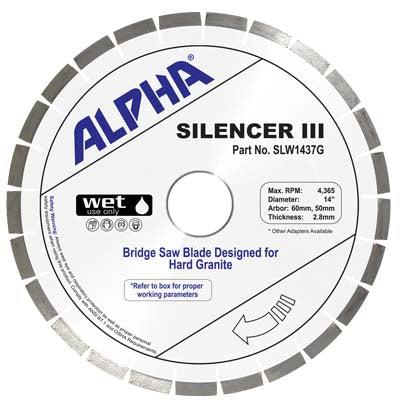Alpha Pro Tools Silencer III 10 Inch Granite Engineered Stone Blade - dimensions