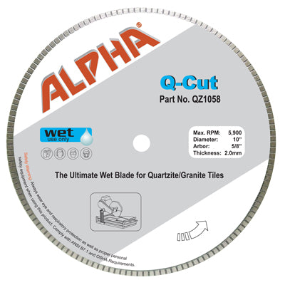 Alpha Q-Cut Ultimate Wet Blade for Quartzite/Granite/Porcelain Tiles