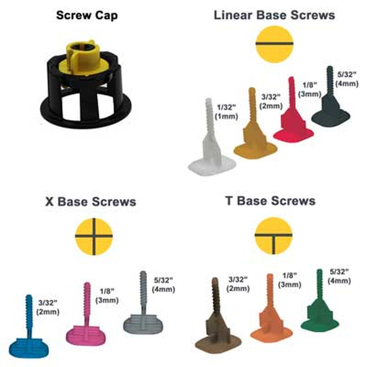 EZ Click Leveling Cap-50pcs Next-Generation Screw-based Tile Leveling System