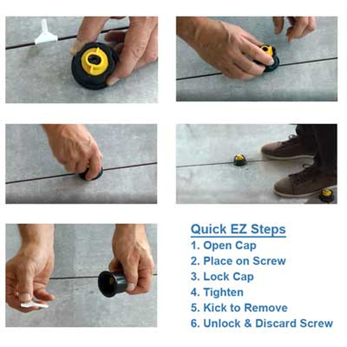 EZ Click Leveling Cap-50pcs Next-Generation Screw-based Tile Leveling System