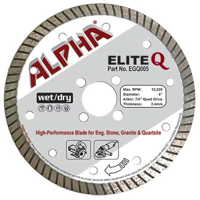 Alpha Elite Q Turbo Rim Wet/Dry Cutting Blade for Eng. Stone, Granite & Quartzite