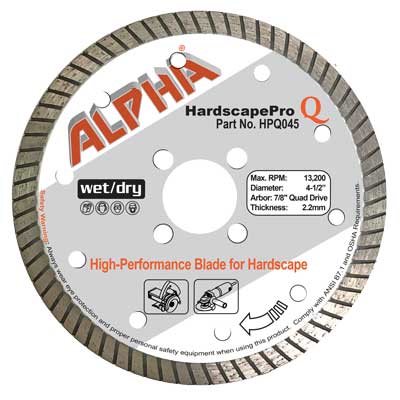 Alpha HardscapePro Q Turbo Rim Dry Cutting Blade for Hardscape