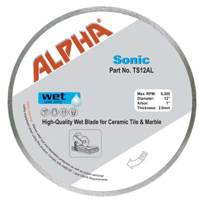 Alpha Sonic High-Quality Wet Cutting Blade for Tile