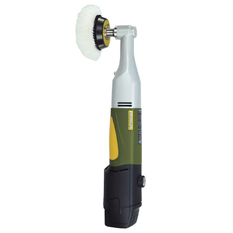 Proxxon WP/A Cordless Angle Polisher side view with battery