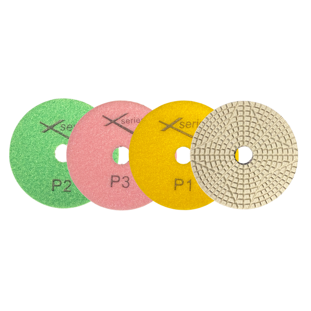3 Step White Resin Hybrid Pads for Quartz & Granite — X Series