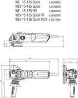 Metabo WEV15-125 HT 5" Variable Speed Grinder, 2800-9600rpm