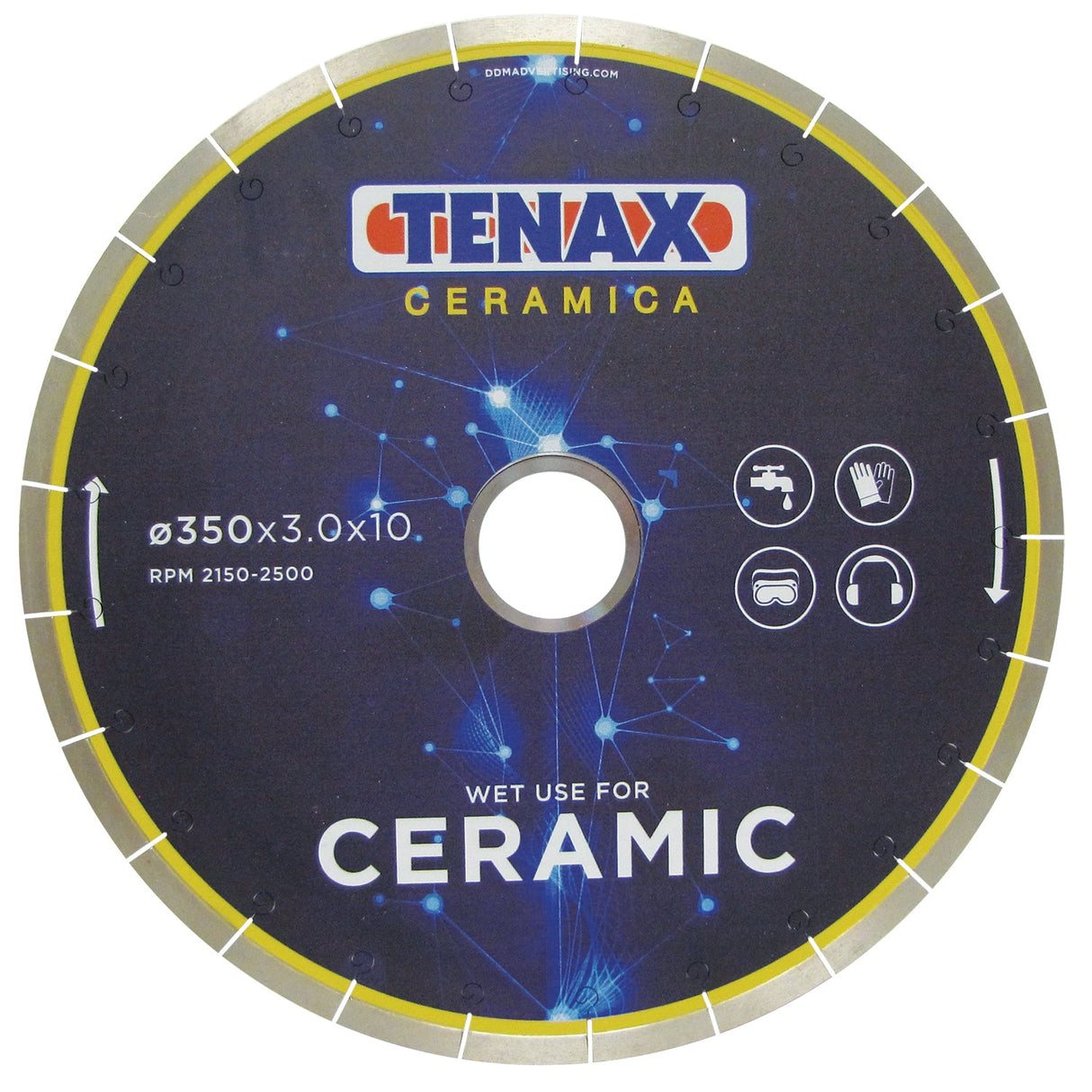 Tenax Ceramic & Porcelain 12" Bridge Saw Blade — Wet-Cut Sintered Stone, Porcelain & Dekton