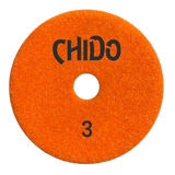 Tenax Chido 4 Inch 3 Step Polishing Pad for Granite and Quartz - in use