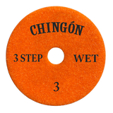 Tenax Chingon 4 Inch Premium 3 Step Polishing Pad for Granite and Quartz - in use