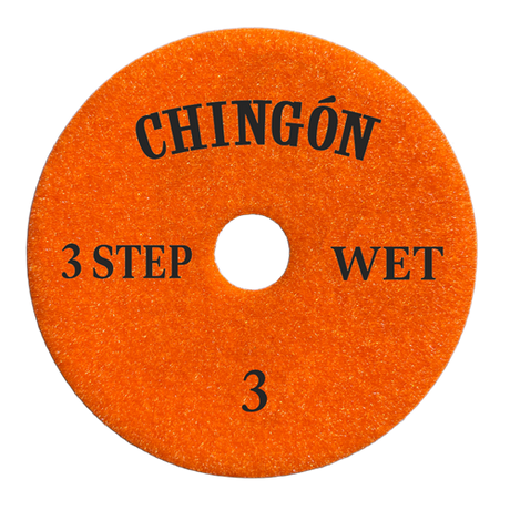 Tenax Chingon 4 Inch Premium 3 Step Polishing Pad for Granite and Quartz - in use