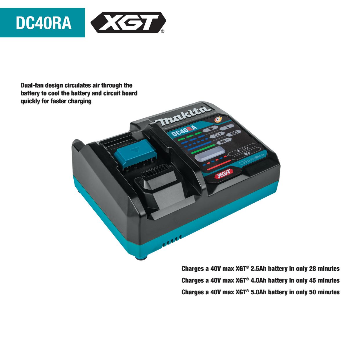 Makita 40V max XGT® Rapid Optimum Charger (DC40RA)