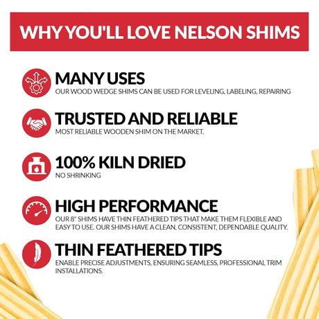 Nelson Wood Shims  8 Wood Shims - Pack of 120 - close-up detail
