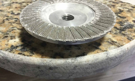 Weha 5 Flap Diamond Cupwheel 400 for Heavy-Duty Stone Slab Transport - in use