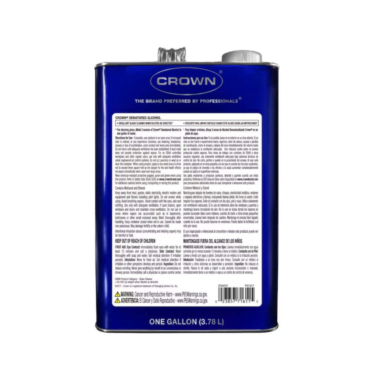 Crown Denatured Alcohol 1 Gallon (3.78 L) - side view