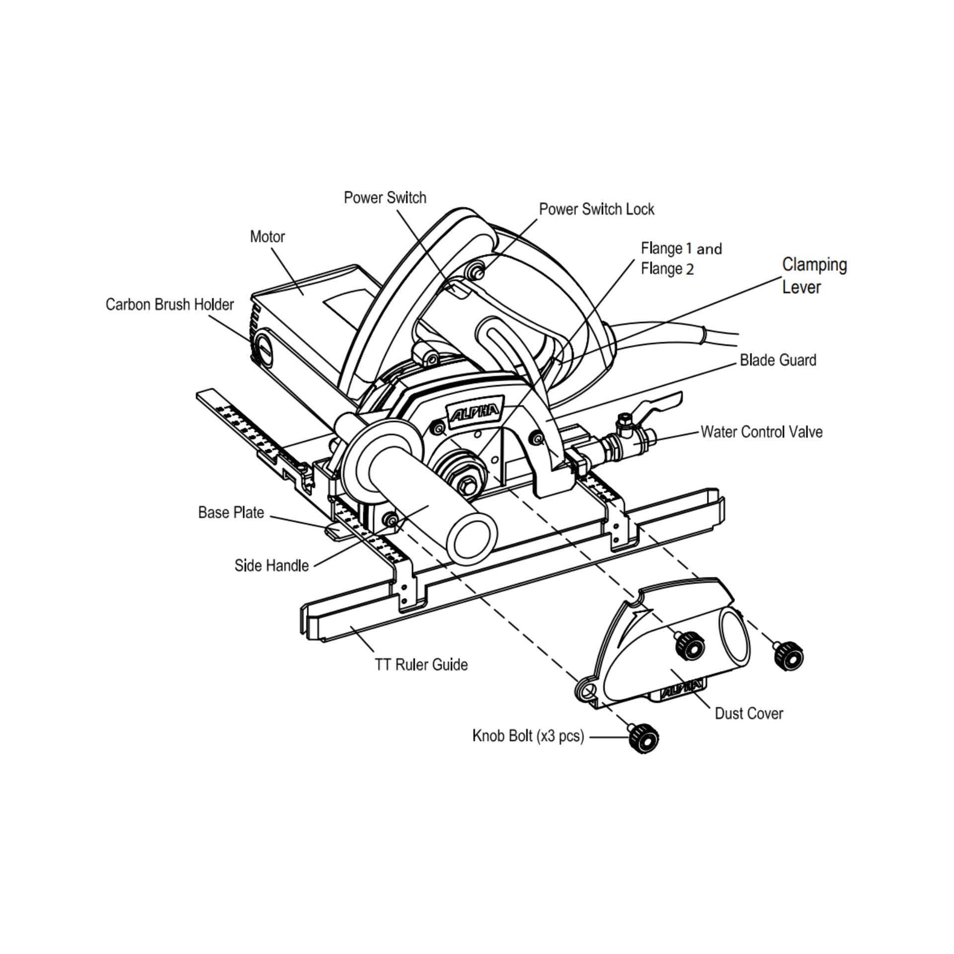 Alpha ESC-125/225 Electric Wet/Dry Stone Cutter (5")