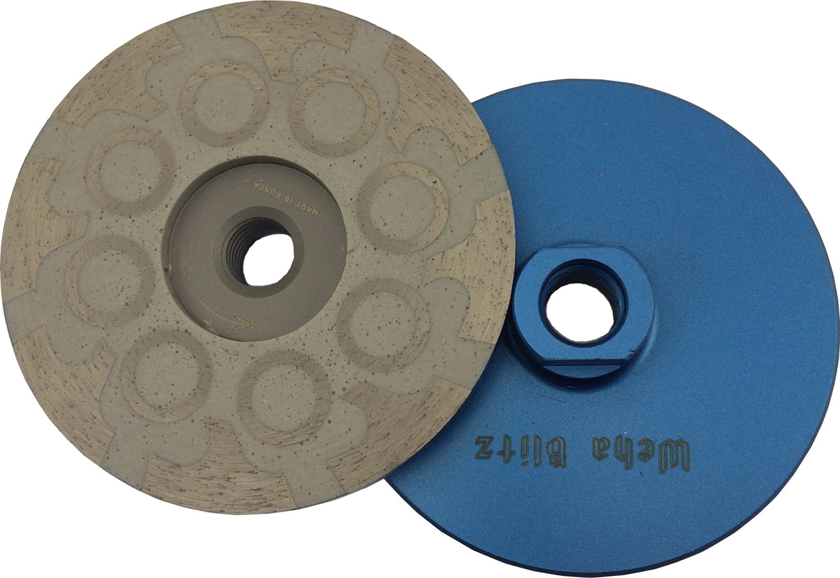 Weha 4" x5/8"-11 Weha Rubber Diamond Cupwheel for Stone Fabrication