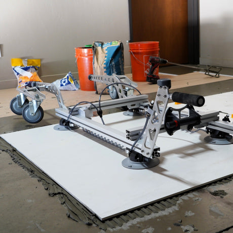 Omni Cubed Ergo Grip Large Format Tile Tool  Complete Tile Handling System - in use