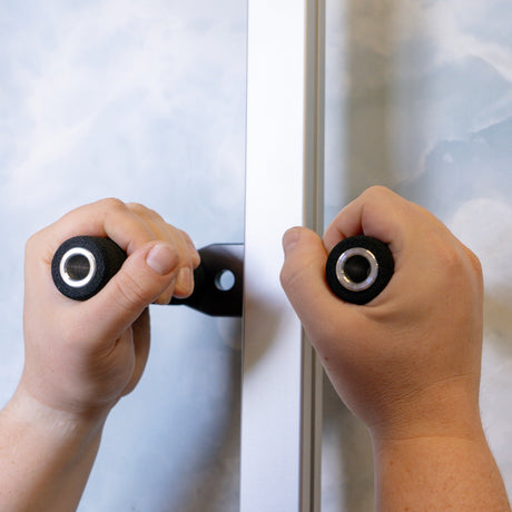 Omni Cubed Vertical Lifting Handle  Foam Grip Rail Handle for Panel Installation - close-up detail