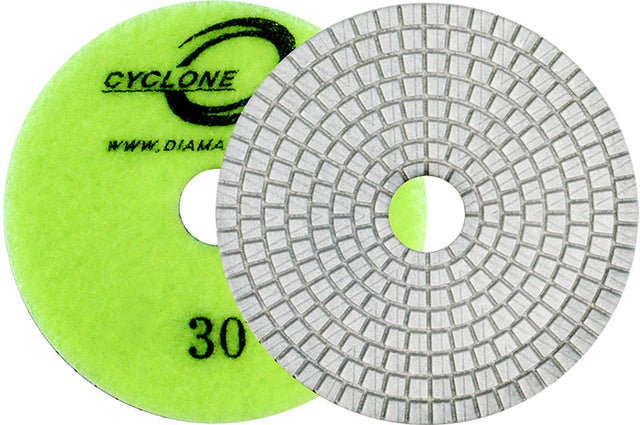 4" Cyclone Engineered Stone White Resin Polishing 3-Step Pad #1