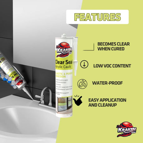 Kraken Bond Clear Seal Acrylic Caulk - Clear - side view