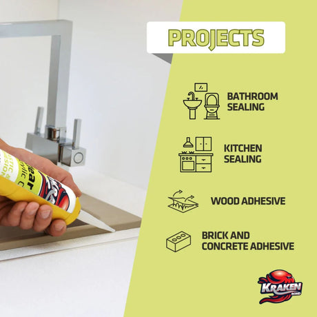 Kraken Bond Clear Seal Acrylic Caulk - Clear - close-up detail