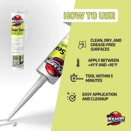 Kraken Bond Clear Seal Acrylic Caulk - Clear - in use