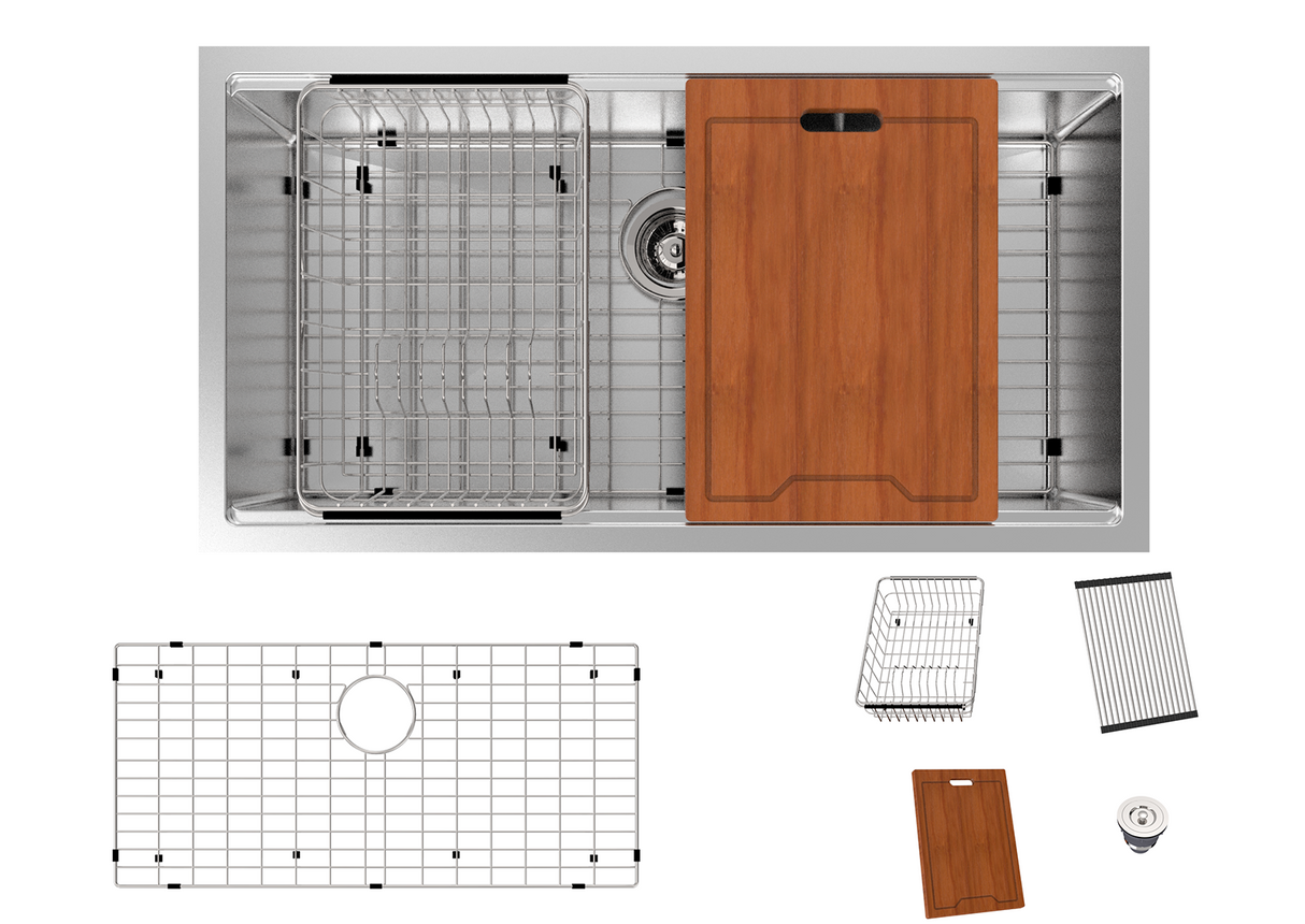 Royal Sink Workstation Series - Premium Stainless Steel Kitchen Sink, Integrated Cutting Board, Drying Rack & Accessories for Ultimate Kitchen Efficiency