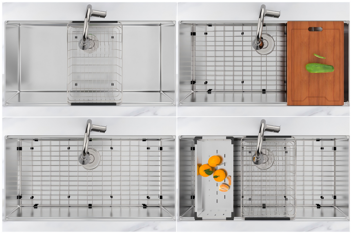 Royal Sink Workstation Series - Premium Stainless Steel Kitchen Sink, Integrated Cutting Board, Drying Rack & Accessories for Ultimate Kitchen Efficiency